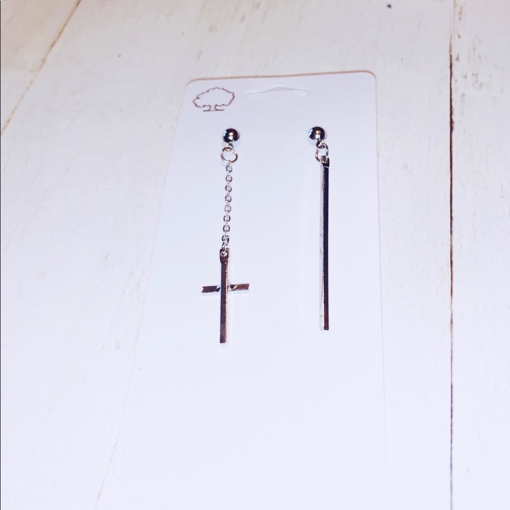 Asymmetric Cross Earrings